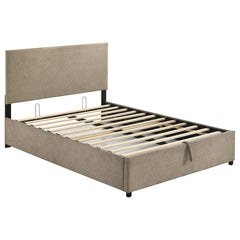 Reeves Tan Upholstered Full Lift-top Storage Platform Bed - Ornate Home