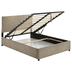 Reeves Tan Upholstered Full Lift-top Storage Platform Bed - Ornate Home
