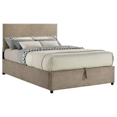 Reeves Tan Upholstered Full Lift-top Storage Platform Bed - Ornate Home