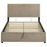 Reeves Tan Upholstered Full Lift-top Storage Platform Bed - Ornate Home