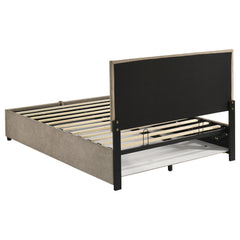 Reeves Tan Upholstered Full Lift-top Storage Platform Bed - Ornate Home