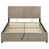 Reeves Tan Upholstered Queen Lift-top Storage Platform Bed - Ornate Home
