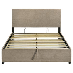 Reeves Tan Upholstered Queen Lift-top Storage Platform Bed - Ornate Home