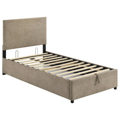 Reeves Tan Upholstered Twin Lift-top Storage Platform Bed - Ornate Home