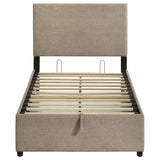 Reeves Tan Upholstered Twin Lift-top Storage Platform Bed - Ornate Home