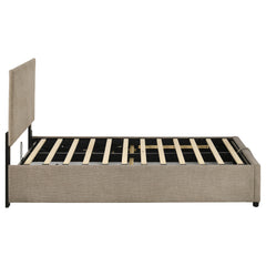Reeves Tan Upholstered Twin Lift-top Storage Platform Bed - Ornate Home
