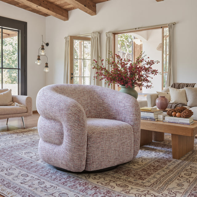 Refine Pink Tweed Swivel Chair - Ornate Home