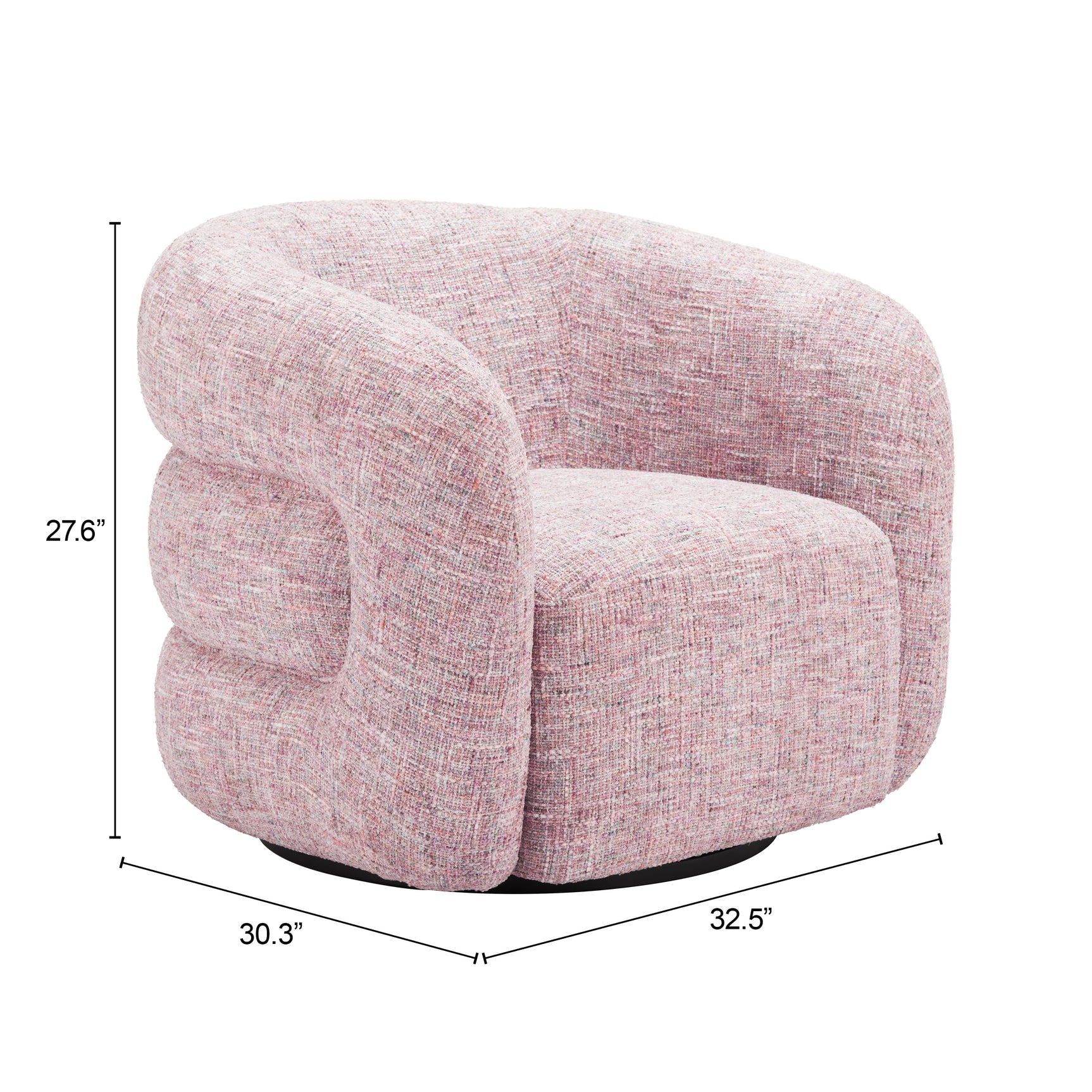 Refine Pink Tweed Swivel Chair - Ornate Home