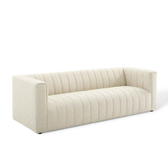 Reflection Beige Channel Tufted Upholstered Fabric Sofa - Ornate Home