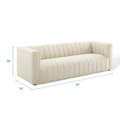 Reflection Beige Channel Tufted Upholstered Fabric Sofa - Ornate Home