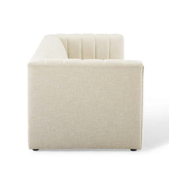 Reflection Beige Channel Tufted Upholstered Fabric Sofa - Ornate Home