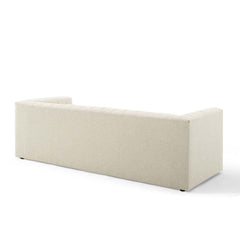 Reflection Beige Channel Tufted Upholstered Fabric Sofa - Ornate Home