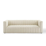 Reflection Beige Channel Tufted Upholstered Fabric Sofa - Ornate Home