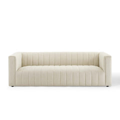 Reflection Beige Channel Tufted Upholstered Fabric Sofa - Ornate Home