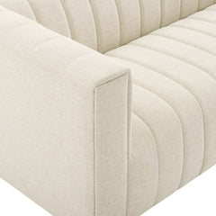 Reflection Beige Channel Tufted Upholstered Fabric Sofa - Ornate Home