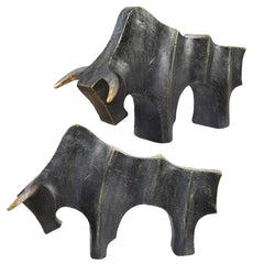 Regal Bull Bronze Sculptures (Set of 2) - Ornate Home