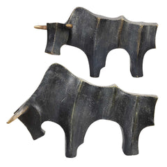 Regal Bull Bronze Sculptures (Set of 2) - Ornate Home