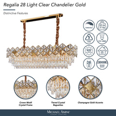 Regalia Gold 16-Light Rectangular Crystal Chandelier - Ornate Home