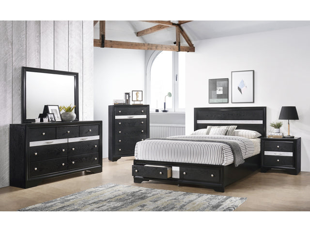 Regata Black Storage Platform Bedroom Set - Ornate Home