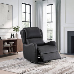 Regent Black Swivel Glider Reclining Chair - Ornate Home
