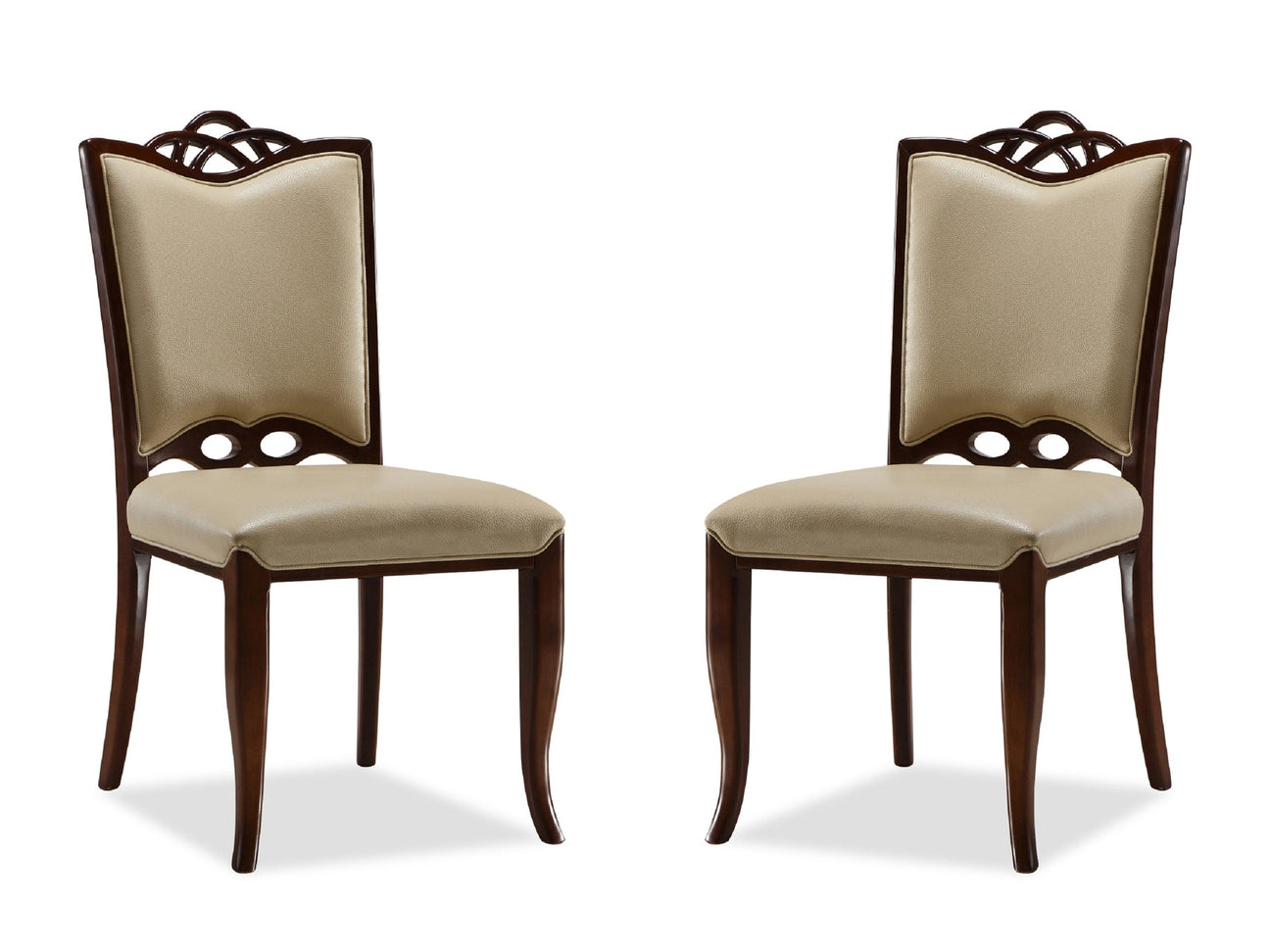 Regent Dining Chair (Set of Two) in Cream and Walnut - Ornate Home