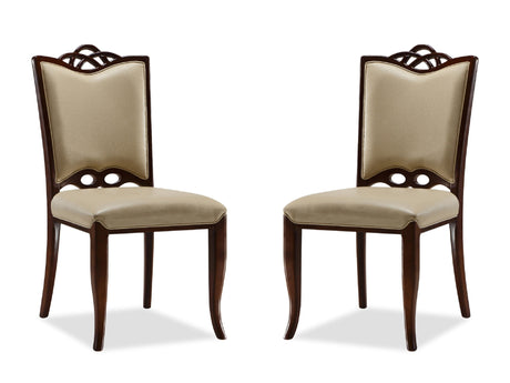 Regent Dining Chair (Set of Two) in Cream and Walnut - Ornate Home