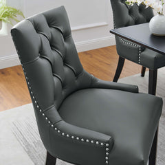 Regent Gray Tufted Vegan Leather Dining Chair - Ornate Home