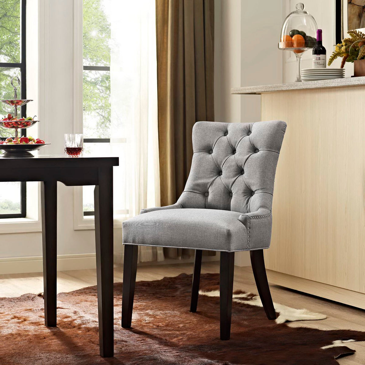 Regent Light Gray Tufted Fabric Dining Chair - Ornate Home