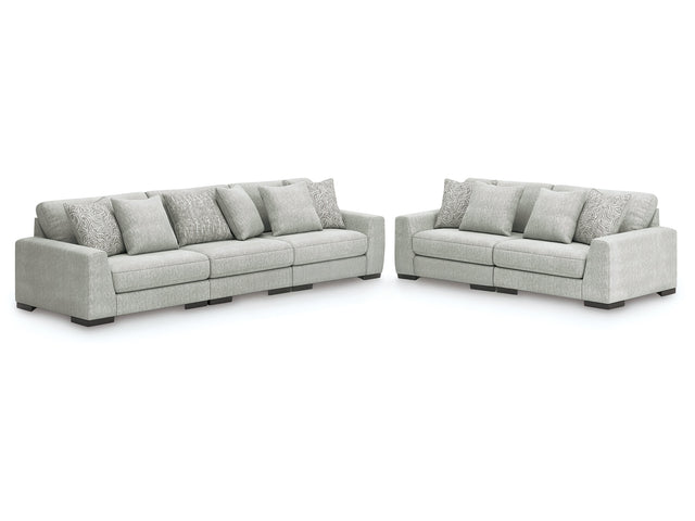 Regent Park Pewter 3-Piece Sectional Sofa and 2-Piece Sectional Loveseat - Ornate Home