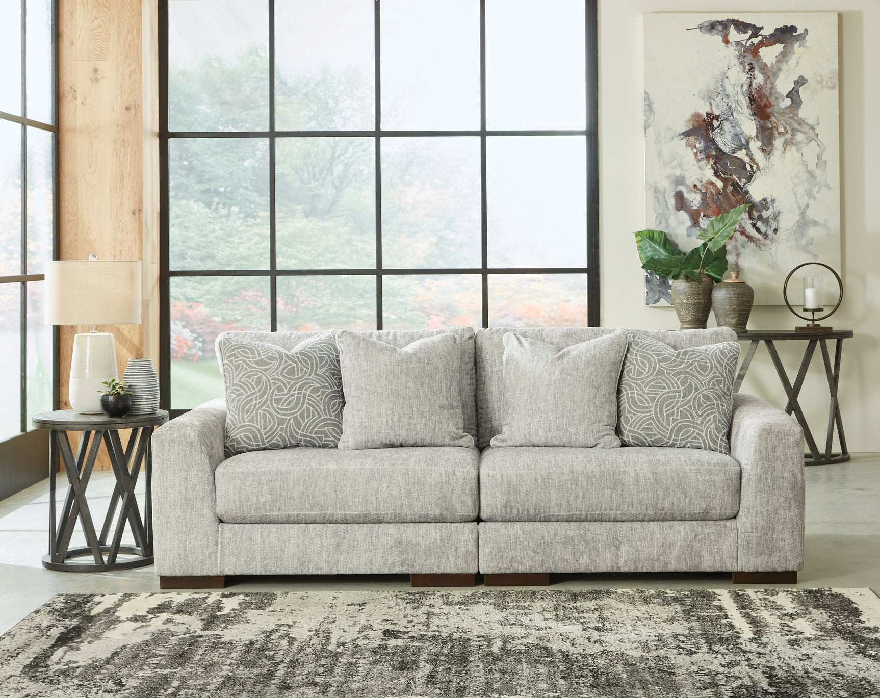 Regent Park Pewter 3-Piece Sectional Sofa and 2-Piece Sectional Loveseat - Ornate Home