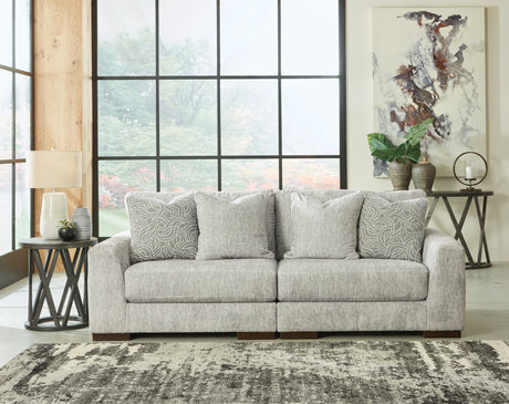 Regent Park Pewter 3-Piece Sectional Sofa and 2-Piece Sectional Loveseat - Ornate Home