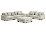 Regent Park Pewter 3-Piece Sectional Sofa and 2-Piece Sectional Loveseat w/ Ottoman - Ornate Home
