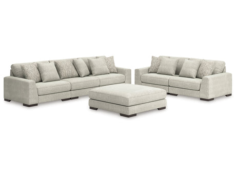 Regent Park Pewter 3-Piece Sectional Sofa and 2-Piece Sectional Loveseat w/ Ottoman - Ornate Home