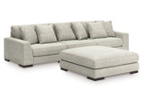 Regent Park Pewter 3-Piece Sectional and Ottoman - Ornate Home