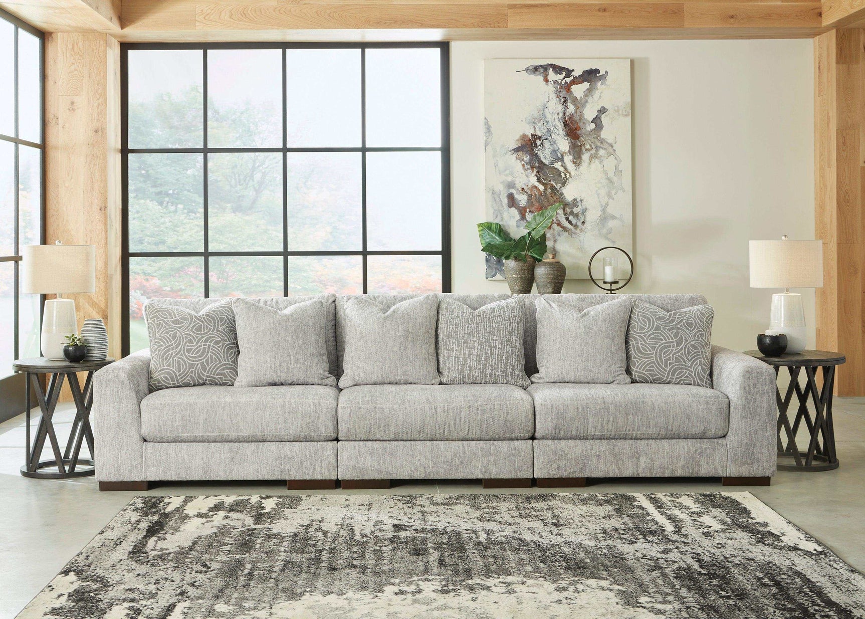 Regent Park Pewter 3pc Sectional Sofa (Online Special Price) - Ornate Home