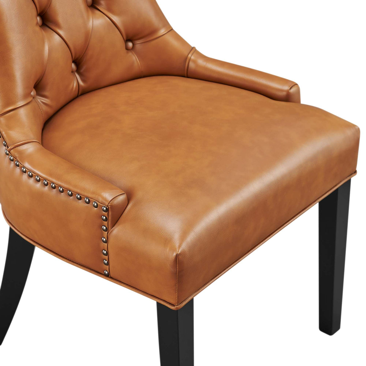Regent Tan Tufted Vegan Leather Dining Chair - Ornate Home