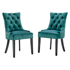Regent Teal Tufted Performance Velvet Dining Side Chairs (Set of 2) - Ornate Home