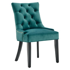 Regent Teal Tufted Performance Velvet Dining Side Chairs (Set of 2) - Ornate Home