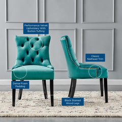 Regent Teal Tufted Performance Velvet Dining Side Chairs (Set of 2) - Ornate Home