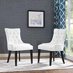 Regent White Vinyl Dining Side Chair (Set of 2) - Ornate Home