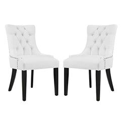 Regent White Vinyl Dining Side Chair (Set of 2) - Ornate Home