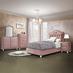 Reggie Pink Fabric Twin Bed - Ornate Home