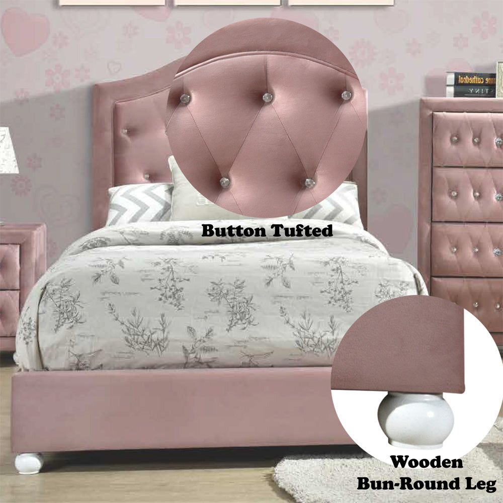 Reggie Pink Fabric Twin Bed - Ornate Home