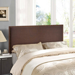 Region Dark Brown Nailhead Upholstered Queen Headboard - Ornate Home
