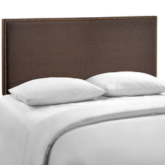Region Dark Brown Nailhead Upholstered Queen Headboard - Ornate Home