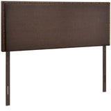 Region Dark Brown Nailhead Upholstered Queen Headboard - Ornate Home