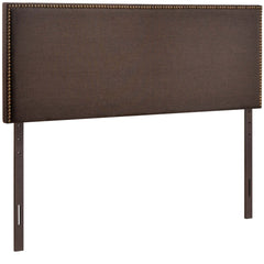 Region Dark Brown Nailhead Upholstered Queen Headboard - Ornate Home