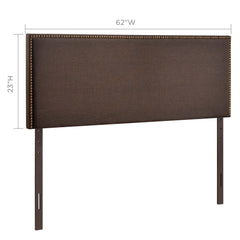 Region Dark Brown Nailhead Upholstered Queen Headboard - Ornate Home