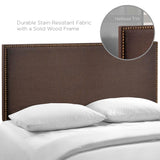 Region Dark Brown Nailhead Upholstered Queen Headboard - Ornate Home