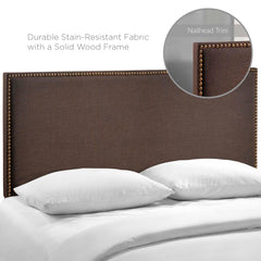 Region Dark Brown Nailhead Upholstered Queen Headboard - Ornate Home